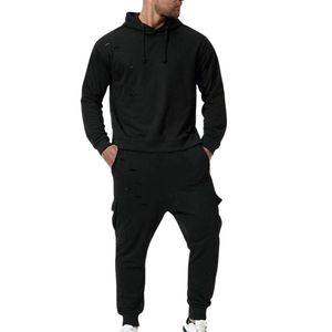 Ensemble de survêtement streetwear délavé pour homme – Hoodie et pantalon de jogging personnalisés, coupe décontractée, style athlétique et tendance - Product Image 1