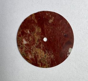 Red jasper Watch Dial 31.5 mm One Sided Polished Flat Cut <b>Face</b> 1 mm Thick 2mm Center Hole - Product Image 2