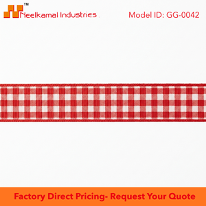 Ruban gros-grain à carreaux rouges et blancs de 15 mm de Neelkamal Industries, vente en gros pour la décoration de pique-niques, l'emballage de cadeaux et les nœuds pour cheveux - Product Image 6