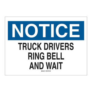 Panneau pliable Brady Notice en aluminium imprimé UV pour chauffeurs de camion : Sonnez et attendez pour les entrées d'entrepôt - Product Image 1