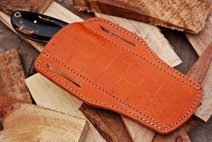 Cowboy Bull Cutter Utility Knife Handmade Full Tang Stainless 12c27 Steel Fixed Blade Industrial Grade Pancake Leather Sheath - Product Image 6