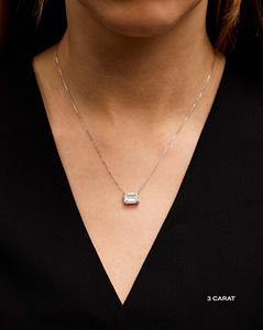 Emerald Cut Lab Grown Diamond Solitaire <b>Pendant</b> Necklaces Custom 14K 18K <b>Solid</b> <b>Gold</b> Minimalist Dainty Adjustable Chain Wholesale - Product Image 5