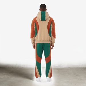 Ensemble de survêtement pour homme, couleur verte et orange, sweat-shirt et pantalon de jogging, streetwear personnalisé, vêtements de sport, tenue assortie - Product Image 2