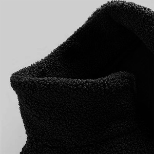 Black Color Stand Collar Zipper Up Full Sleeves <b>Sherpa</b> <b>Jackets</b> Windproof Breathable Casual <b>Sherpa</b> Fleece <b>Jackets</b> With 3 Pockets - Product Image 4