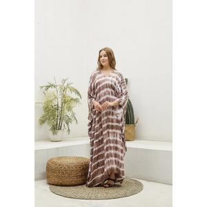 Caftán Tie Dye para Mujer, Largo hasta el Suelo, Ecológico, Lavable, Cintura Natural, Corte Holgado, Cuello en V, Túnica de Playa, Estilo Bohemio para Resort - Product Image 1