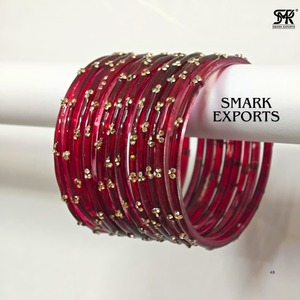 Luxury Kashmiri Glass <b>Bangles</b> Set 12-Piece Indian Traditional Ethnic Bridal Wedding Jewelry for Women - Product Image 2