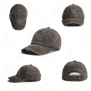 Casquette de baseball en denim sergé RIZNA, 6 panneaux, réglable, unisexe, décontractée, vintage, délavée, logo brodé 3D sur le panneau avant, bleu, coton, métal - Product Image 6