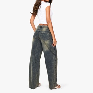 Jeans de Mezclilla de Alta Calidad Hechos a Medida, Venta al por Mayor, Fabricante, Nuevo Diseño, Jeans de Mezclilla Ajustados de Cintura Alta para Mujer - Product Image 2