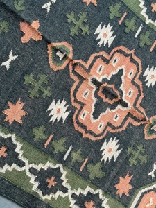 Alfombra Kilim Geométrica Hecha a Mano, Rectangular, Tejido Plano, Lana Acrílica, para Sala de Estar, Base de Yute, Limpieza Localizada - Product Image 5