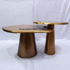 Juego de 2 Mesas de Centro de Aluminio, Diseño Moderno y Lujoso, Artículo Superventas, Diseño Simple, Mesa Dorada para Sala de Estar - Product Image 4