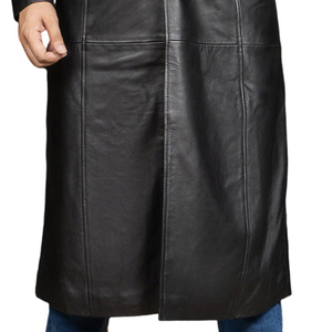 ODM Custom <b>Men</b> Genuine Leather Long <b>Trench</b> <b>Coat</b> High Quality Winter Fashion Quick Dry Horn Button Unique Color Supplier - Product Image 6