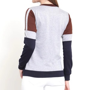 เสื้อสเวตเชิ้ตผู้หญิงสีบล็อก น้ำตาล เทา กรมท่า แขนลายทาง คอกลม ผ้าฝ้าย ทรงปกติ รับผลิตตามสั่ง จำนวนมาก - Product Image 5