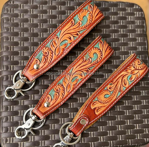 Clip de clé en cuir repoussé porte-clés en cuir occidental bracelet porte-clés personnalisé Cowgirl clé de voiture bracelet porte-clés porte-clés de poignet - Product Image 2