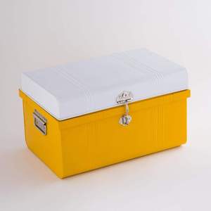 High Quality Yellow Metal <b>Storage</b> Box Rectangular Hinged Lid 1 Layer for Sundries Corner <b>Storage</b> <b>Chest</b> Trunks - Product Image 5