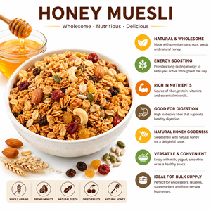 AQUA VRIKSHA Muesli au miel premium – Céréales saines pour le petit-déjeuner avec flocons d'avoine, noix, graines et miel - Product Image 5