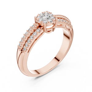 แหวนหมั้นเพชร CZ ประดับเพชรแบบคลัสเตอร์ชุบทอง14K สุดหรู nova - Product Image 2