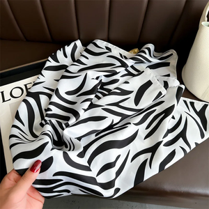 90*90cm Zebra Stripes Print Head <b>Scarf</b> for Women Silk <b>Square</b> <b>Scarves</b> Foulard Bandana Fashion Decorate Hijab Female Neckerchief - Product Image 5