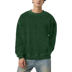 New Arrival Men's <b>Oversized</b> Crew Neck <b>Sweatshirt</b> <b>Vintage</b> Solid Green Long Sleeve Pullover Casual Top Demanding Article ODM OEM - Product Image 1