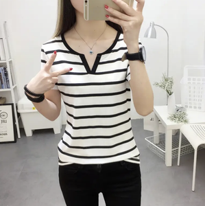 Camiseta extragrande de algodón de alta calidad para mujer, estampado de tiras personalizado con manga larga, ajuste holgado para el verano - Product Image 5