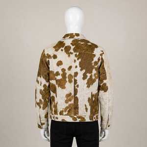 Blouson de motard en cuir véritable pour homme, motif vachette, col rabattable, fermeture éclair, coupe classique, hiver, décontracté, personnalisé - Product Image 2