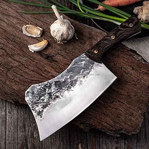 Damascus Steel Cleaver <b>Knife</b> 6-7.9in Blade Rosewood Handle Ambidextrous Design Eco-Friendly <b>Kitchen</b> Cutting Tool - Product Image 4