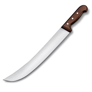 Cuchillo de Carnicero Profesional de 36 cm con Hoja Curva de Acero Inoxidable y Mango de Madera Marrón para Cortar y Rebanar Carne - Product Image 2