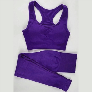 Conjunto de Yoga para Mujer, Ropa Deportiva Ecológica Personalizada de Alta Calidad, Logotipo Frontal, para Fitness, Tallas Grandes, Tops de Entrenamiento, Diseño Sólido - Product Image 5