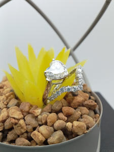 Bague de fiançailles solitaire fine et alliance d'éternité 14K/18K or blanc massif pour GIA certifié VVS Lab Grown Classic - Product Image 6