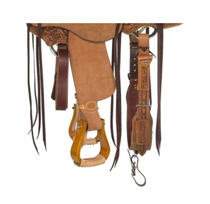 อานม้าหนังแท้สีน้ำตาลแบบตะวันตก ตกแต่งลายดอกไม้ด้วยมือ พร้อมเบาะนั่งแข็งแรง ขนาด 10-18 นิ้ว ชุดอุปกรณ์สำหรับแข่งขันบาร์เรลเรซซิ่ง - Product Image 3