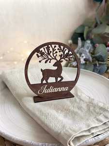 Ornement de Noël personnalisé en bois en forme de cerf, découpé au laser, rustique, pour table, objets décoratifs de fêtes - Product Image 3