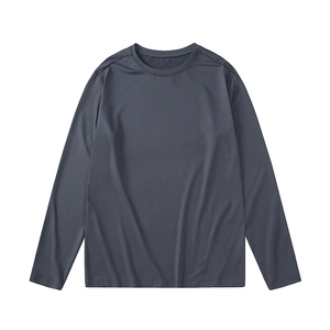 T-shirt à manches longues pour homme, couleur unie, col rond, coupe classique, tricoté, style décontracté - Product Image 6