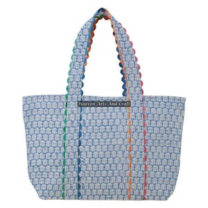 Custom Ric Rac Block Printed Women's Shopping Bag Cotton Block Printed Bag For Women's Use - Product Image 1