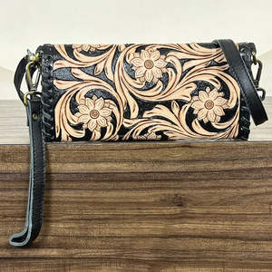 Bolso Bandolera de Cuero Hecho a Mano, con Diseño Western, Organizador de Tarjetas, Cartera de Cuero Genuino de Vaca para Mujer - Product Image 5