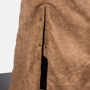 <b>Men</b> Women Soft Genuine Leather Long <b>Coat</b> Full Length Warm Outerwear Long Sleeve Stand Collar Front Zip Modern Winter - Product Image 5