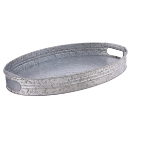 Rustic Farmhouse Oval Serving <b>Tray</b> Galvanized Metal for Home <b>Office</b> Party Wedding Spa Serving Jumbo Serving <b>Tray</b> - Product Image 4