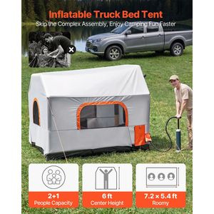 Tente gonflable pour pick-up 7,2x5,4 pieds, abri de camping 3 saisons imperméable avec fenêtres en maille ventilées - Product Image 2