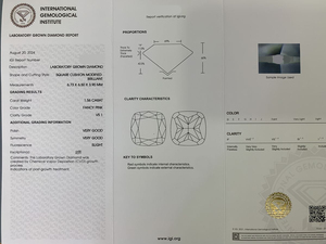 Diamants roses fantaisie en vrac, taille coussin, 1-3 carats, 1,56 carat, 1,57 carat, certifiés IGI, cultivés en laboratoire CVD pour la joaillerie (vente en gros) - Product Image 3
