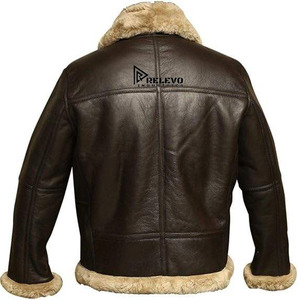 Classic B-3 Sheepskin <b>Leather</b> Bomber <b>Jacket</b> Mens - British Fur Shearling <b>Winter</b> Coat genuine <b>leather</b> letterman <b>jacket</b> men - Product Image 4