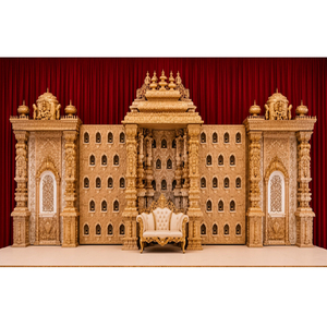 Décoration de scène Manavarai sur le thème Or Divin pour mariage sud-indien, en fibre de verre légère, pour cérémonie de mariage traditionnelle, vente en gros - Product Image 1
