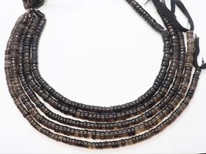 Perles lisses en quartz fumé naturel, perles en quartz en forme de pneu, brin de 12,5 pouces, perles en quartz fumé en forme de roue pour la fabrication de bijoux - Product Image 3