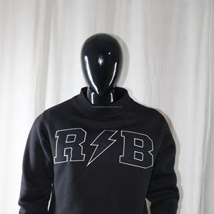 เสื้อสเวตเชิ้ตคอเต่าสีดำ R B BLACK 100% สีดำ ปักลายแบบ Applique คอเสื้อกว้าง CLUSH INDUSTRIES - Product Image 2