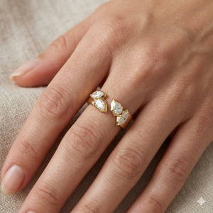 Poppy <b>Open</b> Band <b>Ring</b>, Georgian Style <b>Open</b> <b>Ring</b>, Lab Grown Diamond <b>Open</b> Band Vintage Inspired Gold <b>Ring</b> Unique Minimalist Jewelry - Product Image 4