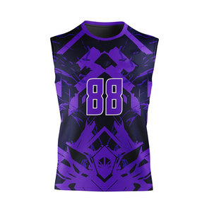 Conjunto de Uniforme de Baloncesto Geométrico Morado Personalizable, Sin Mangas, Transpirable, Ajustado, para Adultos, para Todas las Temporadas - Product Image 2