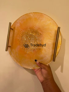 Plateau décoratif et plateau de service mobile de luxe en résine moderne, fait main, qualité supérieure, pour la cuisine et la décoration intérieure Tradebyd - Product Image 2