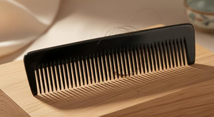 Peigne à barbe artisanal moderne de qualité en corne de buffle, écologique, avec étui, motif floral sculpté, pour massage de la tête, FAIZA CRAFT - Product Image 5