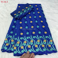 YC54 Tissu en dentelle suisse Lafaya, dernière collection de tissus brodés nigériens, 100% coton africain, style Dubaï pour robe de soirée, 7 yards
