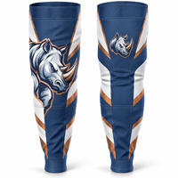 Chaussettes de hockey sur glace pour jeunes 100 % polyester Tailles junior Commandes en gros ODM Faible MOQ Fournisseur d'usine Logo personnalisé Couleurs d'équipe Uniformes de club