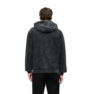 Sweat à capuche 100 % coton pour homme, lavage acide, manches longues, poche, polaire doux, OEM, taille, couleur et logo personnalisables, séchage rapide, hiver - Product Image 3