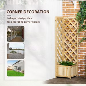 Classic Style Wooden Raised Garden Bed Trellis for Vine Climbing <b>Planter</b> for Growing <b>Vegetables</b> Herbs Flowers Natural Design - Product Image 6