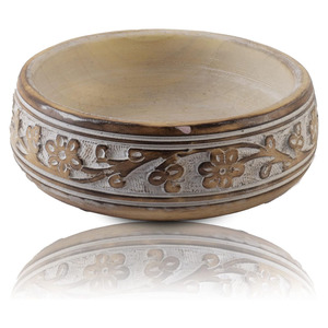 Bol décoratif en bois de manguier blanc avec design perlé élégant bols à fruits de style ferme pour table à manger de cuisine à usage domestique - Product Image 6